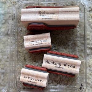 Stampin' Up! Three little words wooden rubber Stamp Set